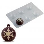 Пластикова форма для шоколадних скульптур «Сфера підвісна зі сніжинкою» Martellato (Ø60 мм), 2 шт.