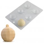 Пластикова форма для шоколадних скульптур «Сфера підвісна з квадратами» Martellato (Ø60 мм), 2 шт.