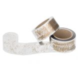 Стрічка бордюрна з друком «Ноти» золото (ширина - 6 см, рулон - 100 м, щільність - 40 мкм), прозора