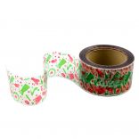 Стрічка бордюрна з друком «Кокетка» рожево-салатова (ширина - 4 см, рулон - 100 м, щільність - 40 мкм), прозора